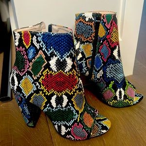 Stunning Never Worn Colorful Snakeskin Bootie